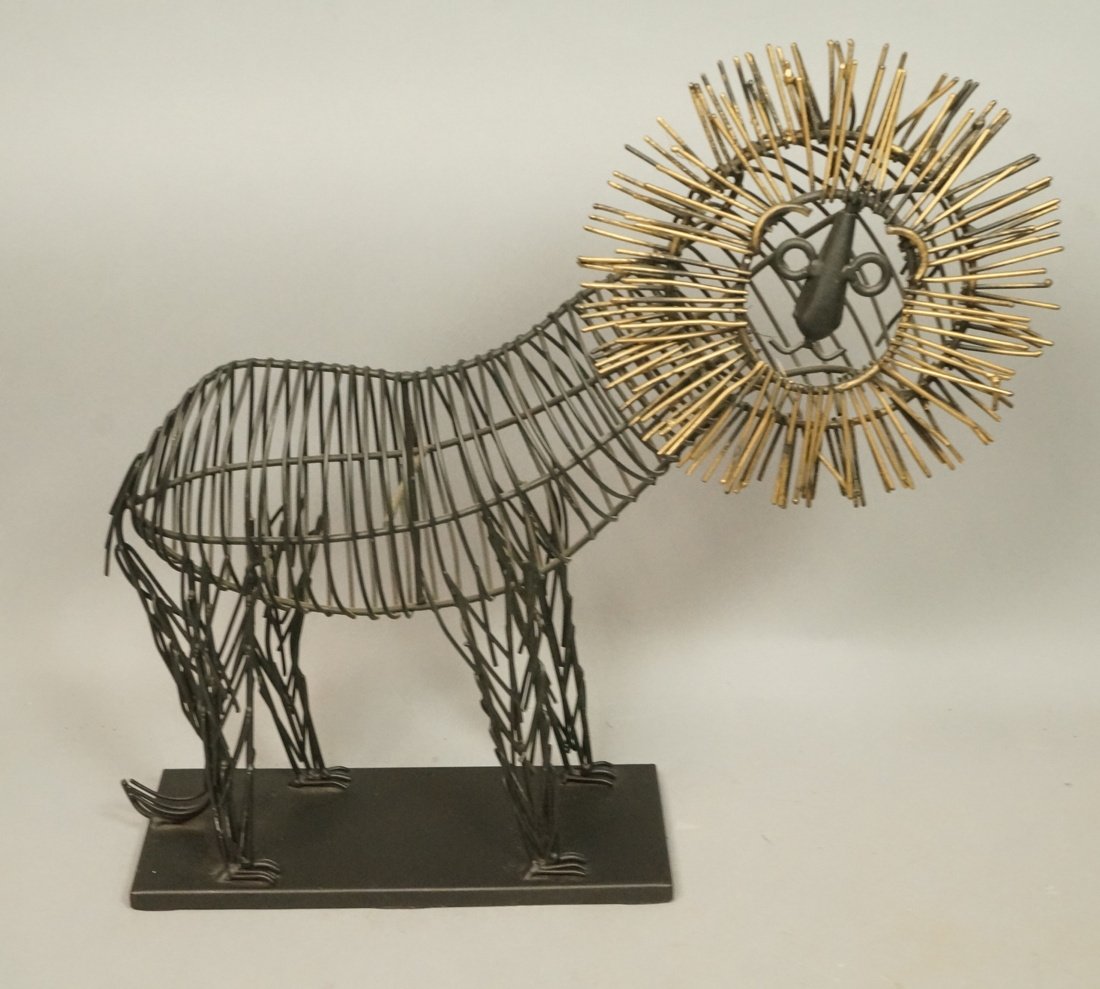 Weinberg Style Wire Lion Sculpture.  Three dimens (1 of 6)