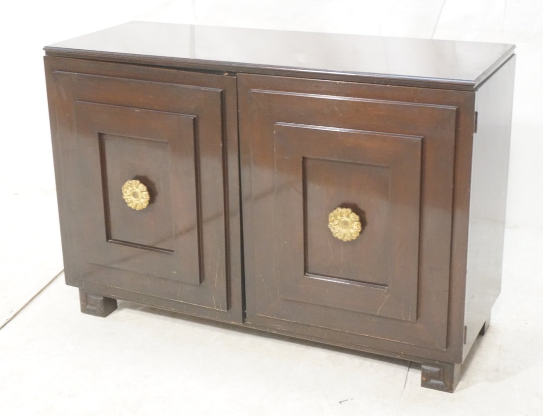 Large Dark Wood Brass Handle Two Door Cabinet Cre (1 of 9)