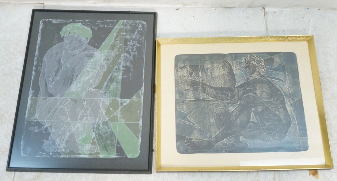 2pc Modernist Art. Figural Prints. Both pencil si (1 of 7)