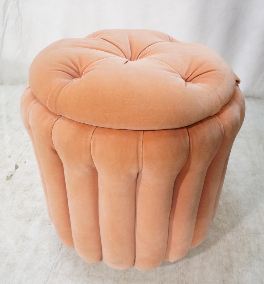 Pink Upholstered Channel Form Vanity Seat Stool. (1 of 5)