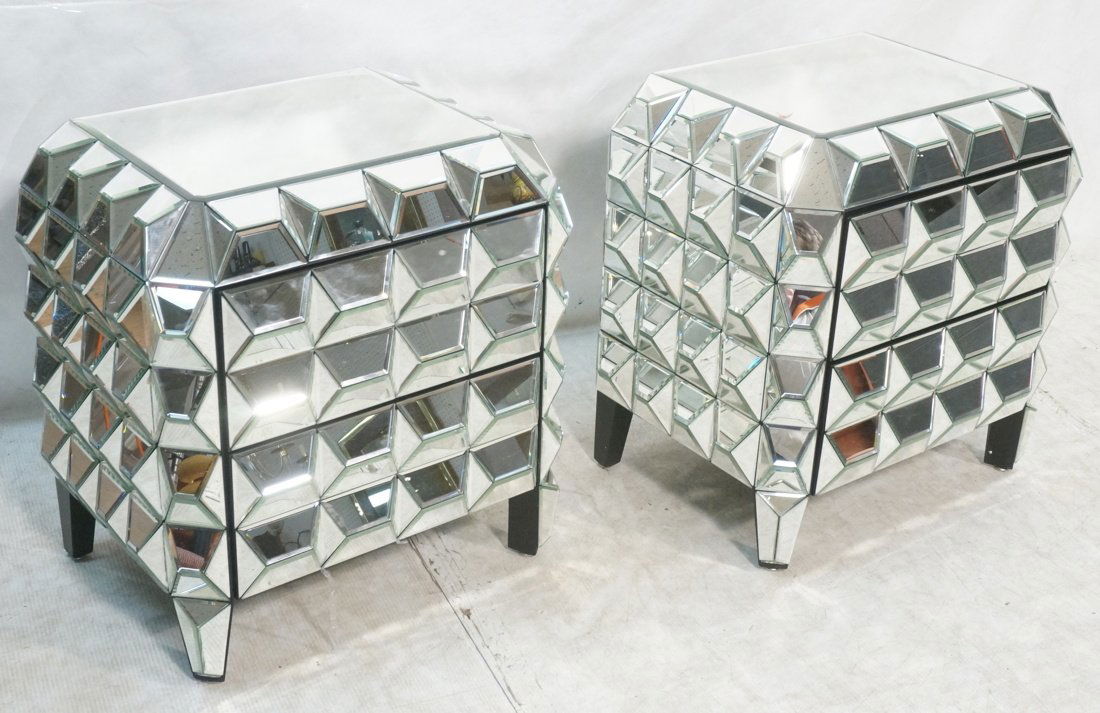 Pr Beveled Mirror Cube Night Stands. 3D faceted m (1 of 10)