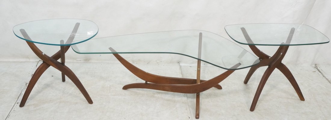 Set 3 ADRIAN PEARSALL style Glass Top Tables. Thr (1 of 9)