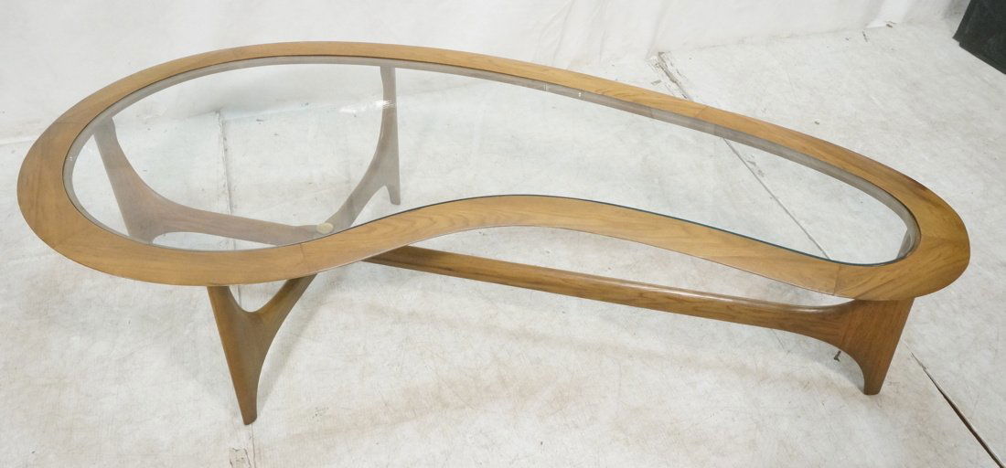 Lane style Boomerang Inset Glass Coffee Table (1 of 8)