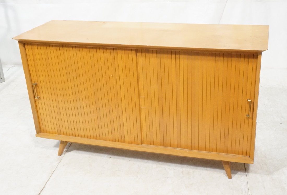 Modernist sliding door credenza. Brass pulls. Rai (1 of 10)