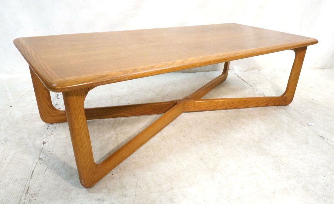 LANE Modernist Coffee Table. Banded Top. "X" base (1 of 6)