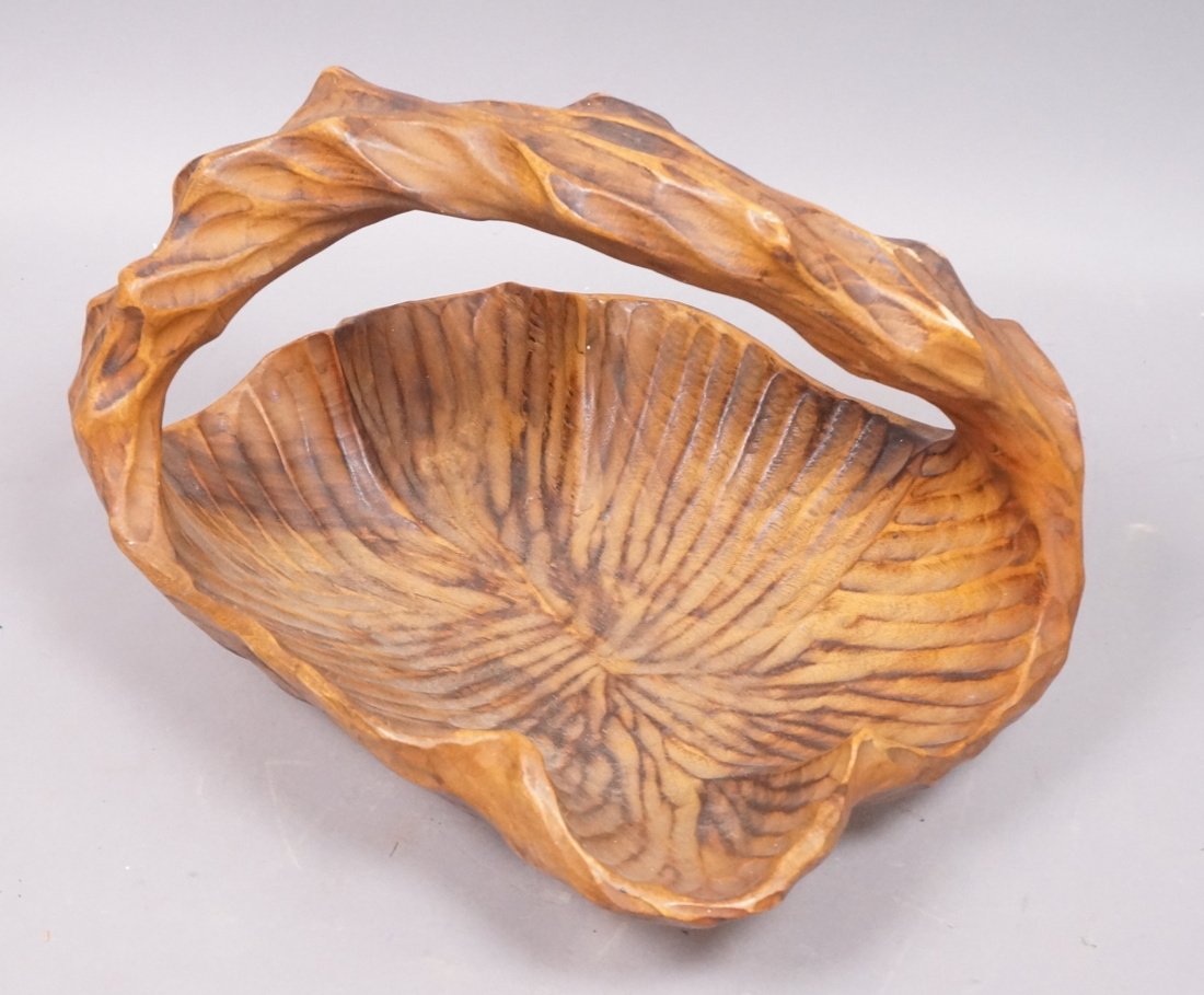 Carved Wood Handled Bowl. Marked Russel Wright Or (1 of 9)