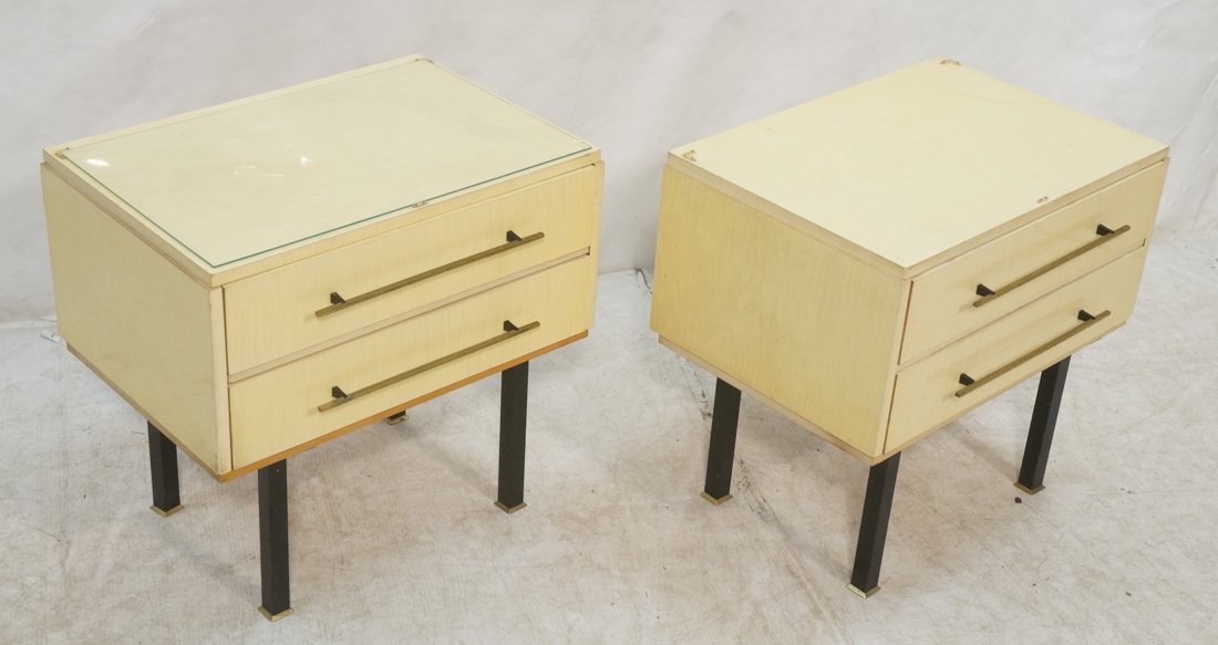 Pr Italian Blond Wood Night Stands. Two Drawer En (1 of 10)
