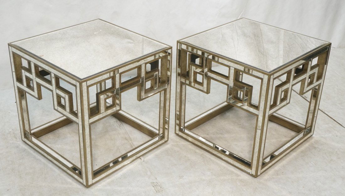 Pr Regency style Mirrored Cube Side Tables. Antiq (1 of 7)