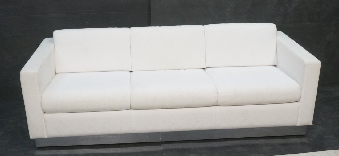 Modernist Decorator  couch. Textured white fabric (1 of 8)