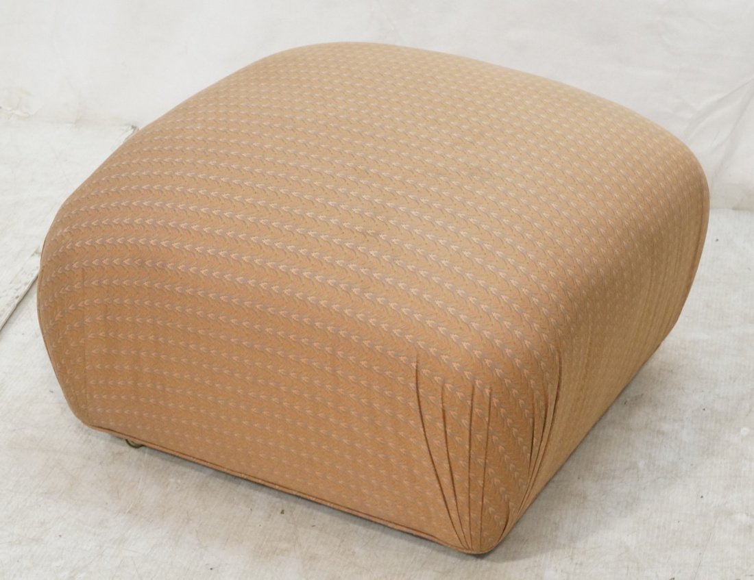 Rolling Footstool Vanity Seat. Squared Pouf in li: Rolling Footstool Vanity Seat. Squared Pouf in light mauve fabric. -- Dimensions: H: 14 inches: W: 23 inches: D: 23 inches ---