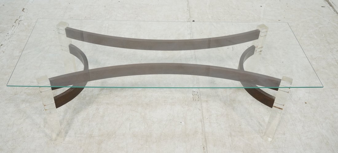 Lucite Rosewood Coffee Table. Lucite Legs with ro (1 of 7)