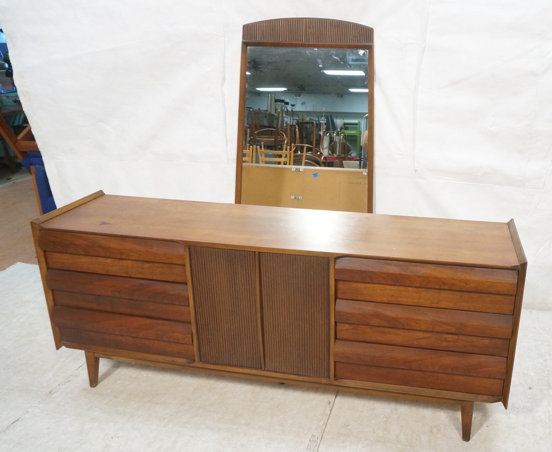 2pc LANE Modernist Credenza/Dresser & Mirror. Six (1 of 7)