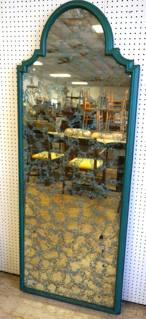 Designer Wall Mirror. Green Painted frame with ar (1 of 7)