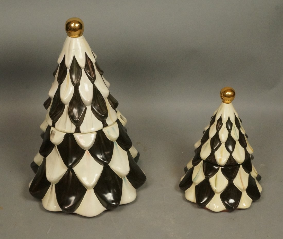 2pc MACKENZIE CHILDS Ceramic Courtly Check Tree J (1 of 5)