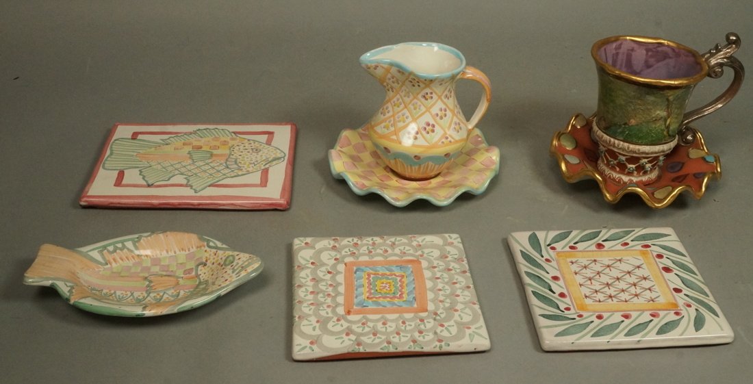Lot 8pc MACKENZIE CHILDS Hand painted Ceramics. O (1 of 9)
