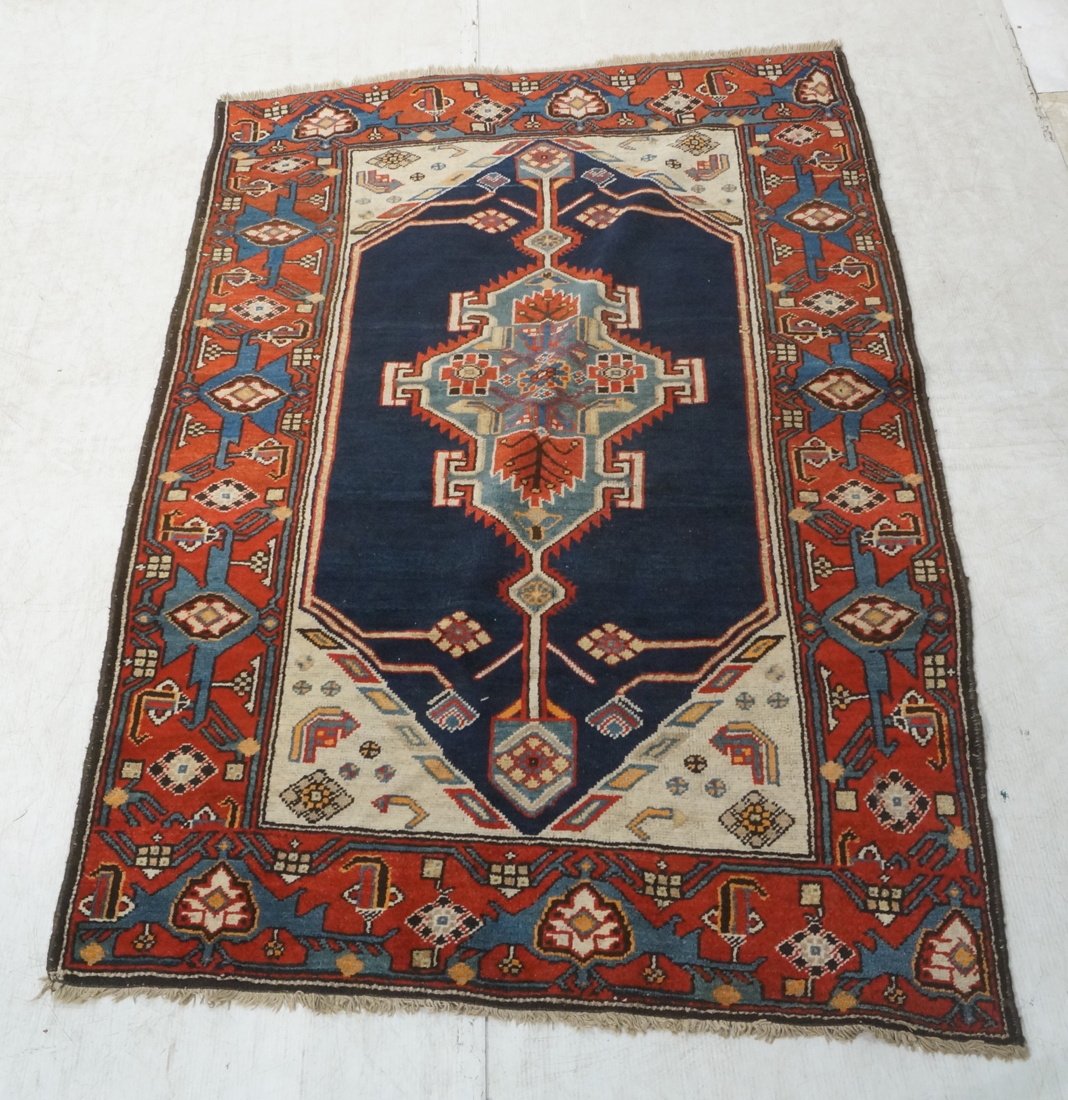 6'2" x 4'1" Handmade Blue Wool Oriental Carpet Ru (1 of 9)