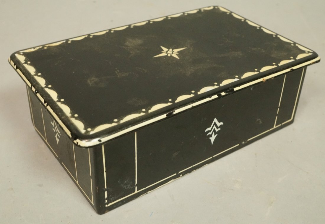 WIENER WERKSTATTE Black Enamel Metal Box. Hinged (1 of 8)