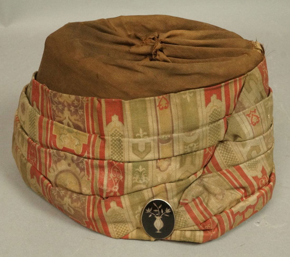 Antique Continental Fabric Hat. Silver oval butto (1 of 4)