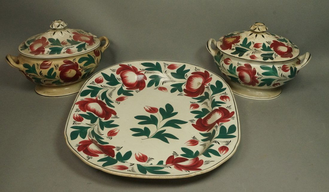 3pc DAVENPORT "Kings Rose" Serving Pieces. Ironstone. (1 of 10)