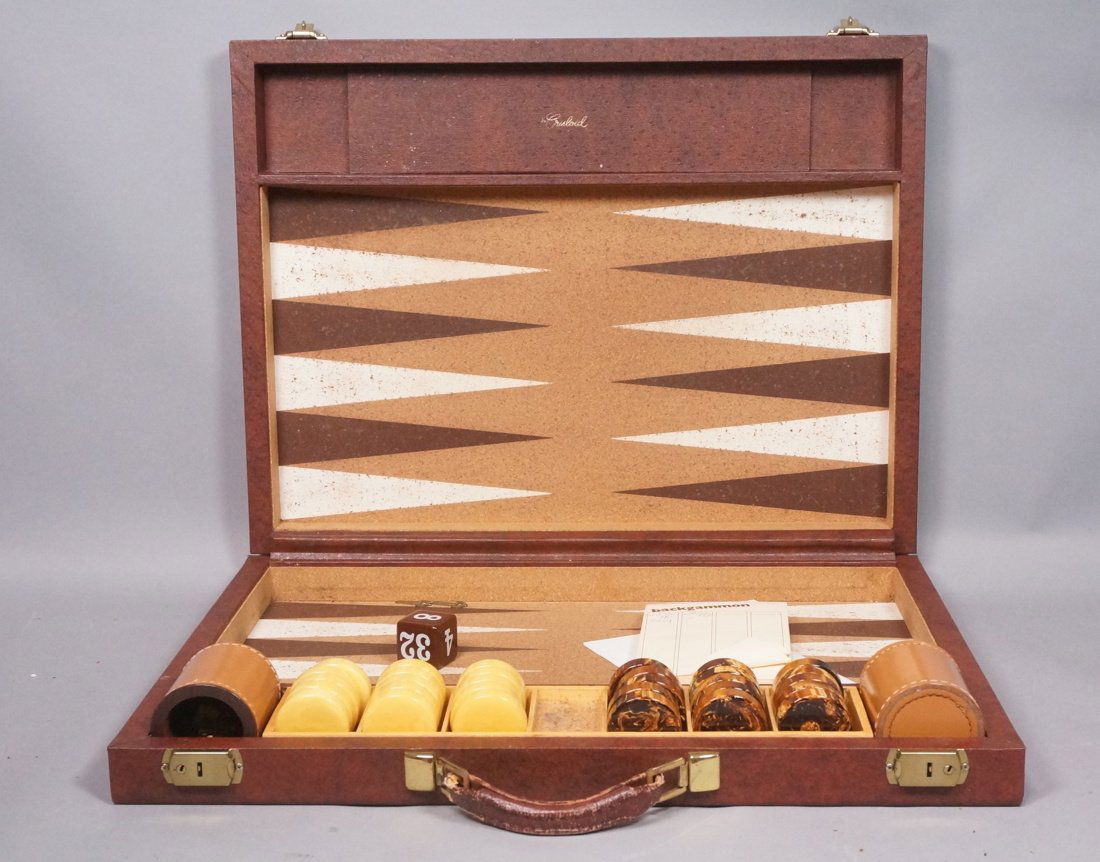 CRISLORD Backgammon game set. Vinyl faux Ostrich (1 of 8)