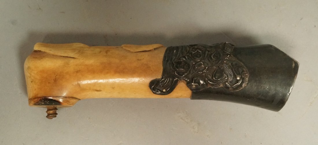 Carved Natural Material & Silver Cane Handle. Art (1 of 7)