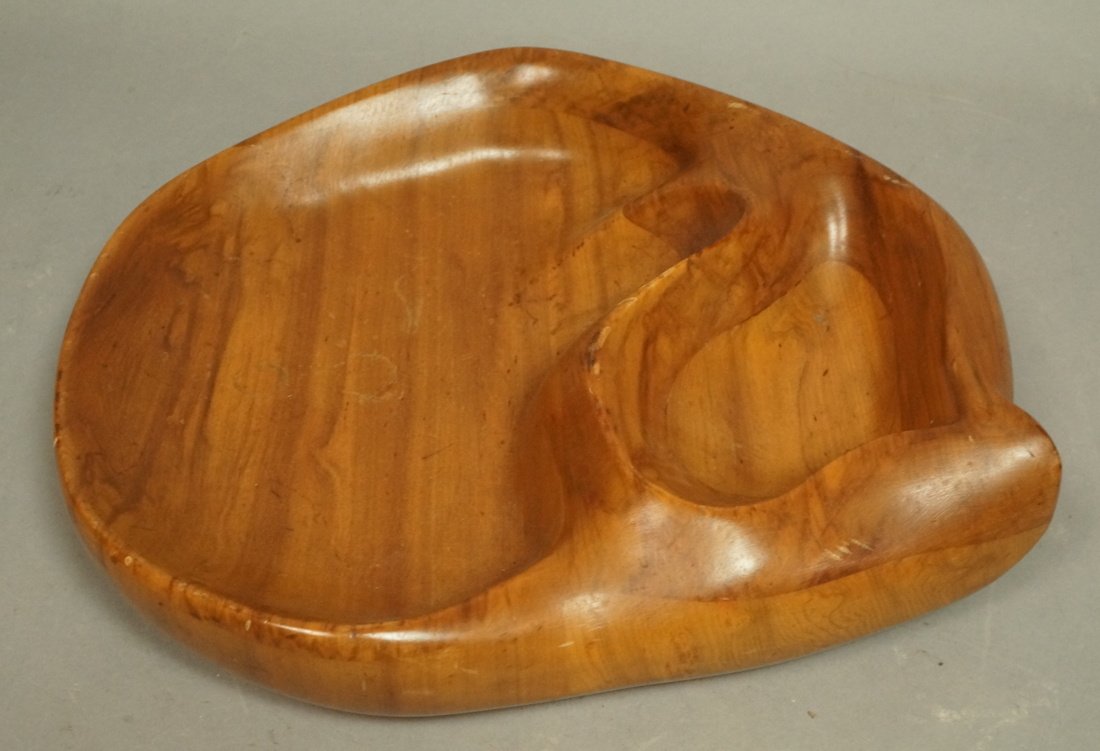 RUSSEL WRIGHT "Oceana" Carved Wood Bowl. Branded (1 of 5)