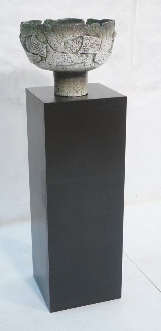 GREZ Large Pottery Bowl & Formica Pedestal. Large (1 of 8)