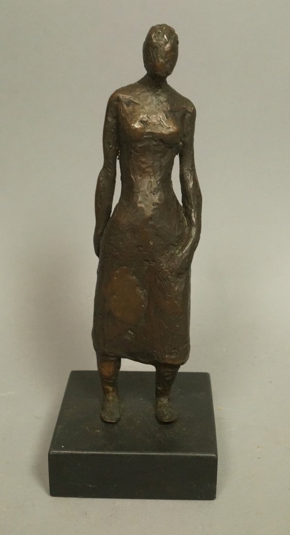 CAROL CROW Signed '66 Bronze Woman Figural Sculpt: CAROL CROW Signed '66 Bronze Woman Figural Sculpture. Standing Woman. Signed to underside of base.-- Dimensions: H: 8 inches: W: 3 inches: D: 3 inches --- US Shipping charge: $35