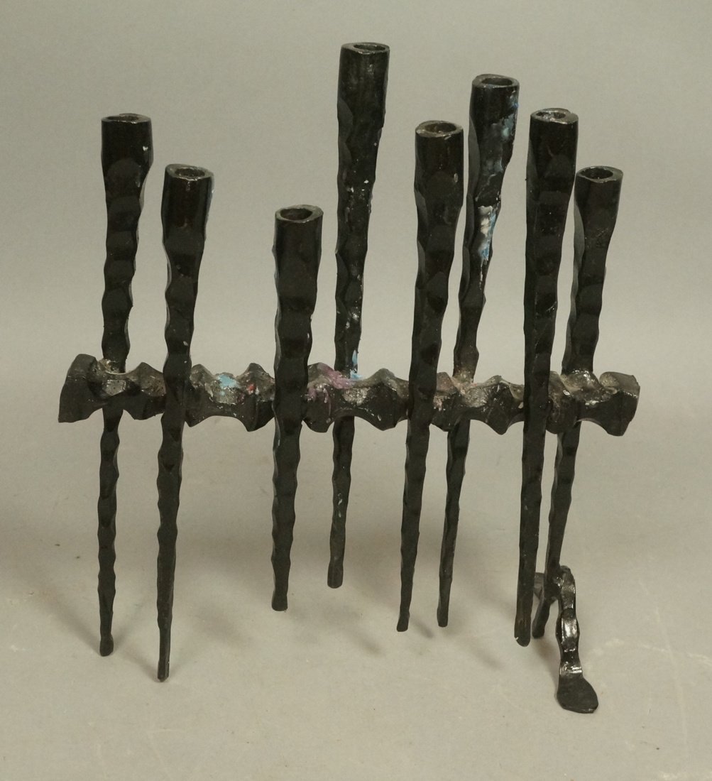 DAVID PALUMBO Brutalist Iron 8 Candle Holder. Att (1 of 5)