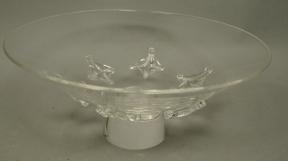 STEUBEN Crystal Footed Low Bowl with applied diam (1 of 3)