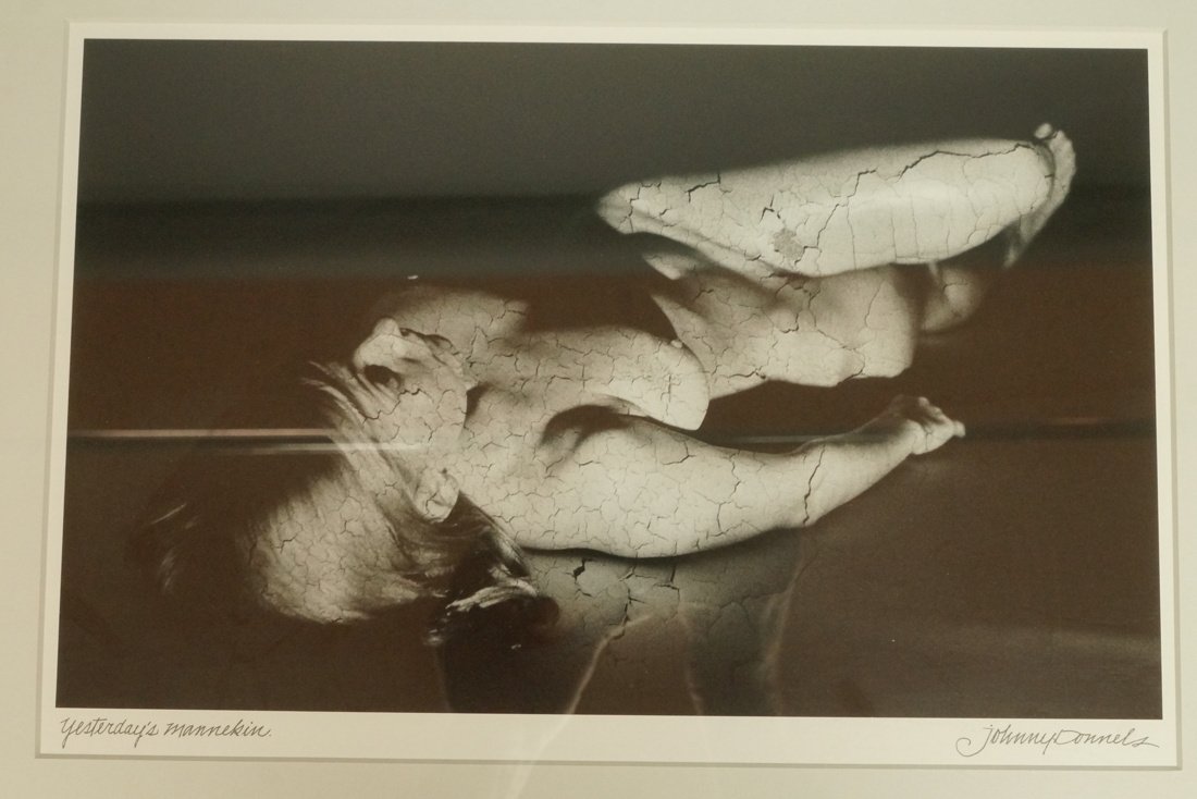 JOHNNY DONNELS Black & White Photograph. "Manneki: JOHNNY DONNELS Black & White Photograph. "Mannekin" Portrait of Nude Woman with crackling skin. Signed. Nicely framed & matted. New Orleans photographer. French Quarter-- Dimensions: Image Size: H: 9 