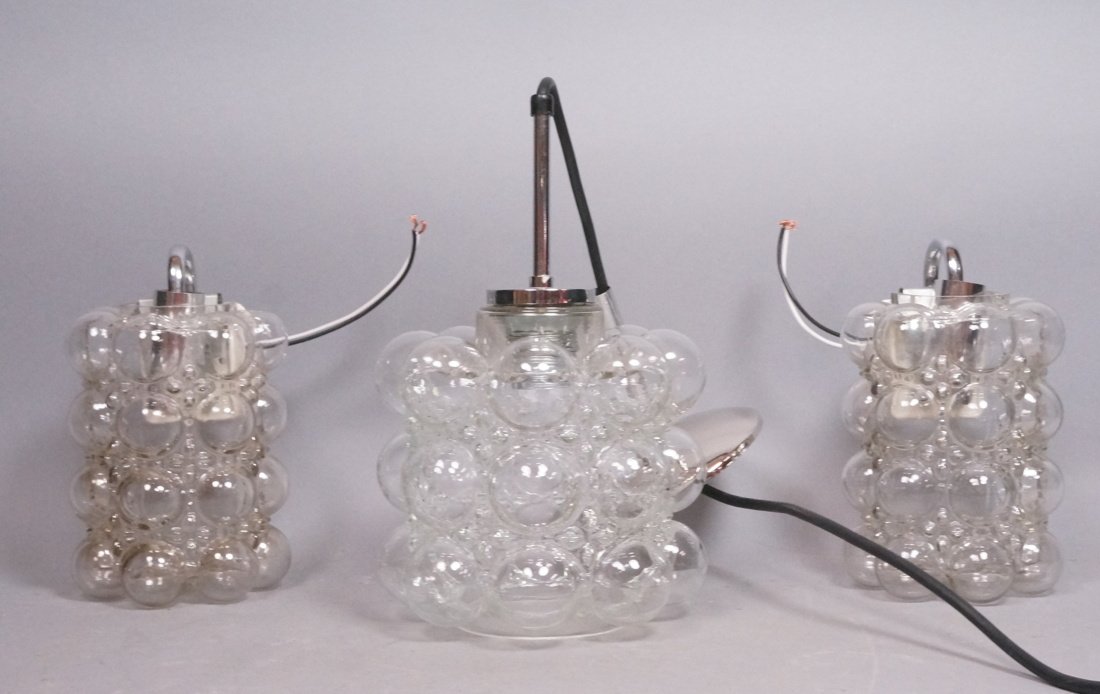 3pc LIMBURG Germany Bubble Glass Lighting. Pair W (1 of 9)
