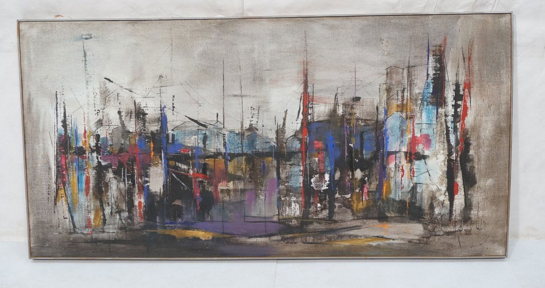 Large Modernist HARRY DAY Waterscape Oil Painting (1 of 9)