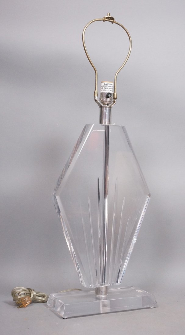 Lucite Diamond Shape Table Lamp. Sun ray details. (1 of 9)
