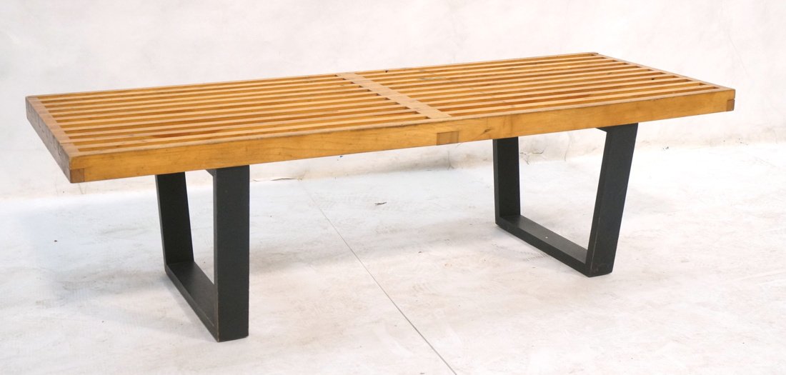 GEORGE NELSON Modernist Slat Bench. Ebonized angl (1 of 8)