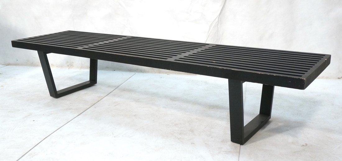 6' GEORGE NELSON Modernist Ebonized Slat Bench. (1 of 9)