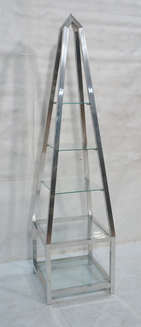 Modernist Chrome & Glass Obelisk Etagere Shelf Un (1 of 5)