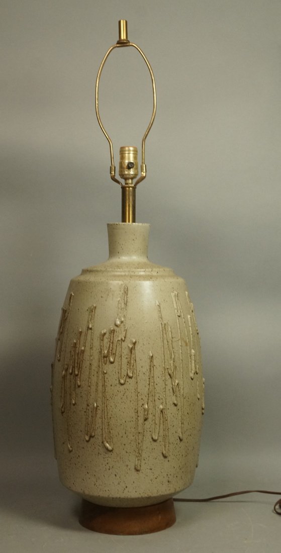 Large Glazed Pottery Modernist Mid-Century Lamp. (1 of 6)