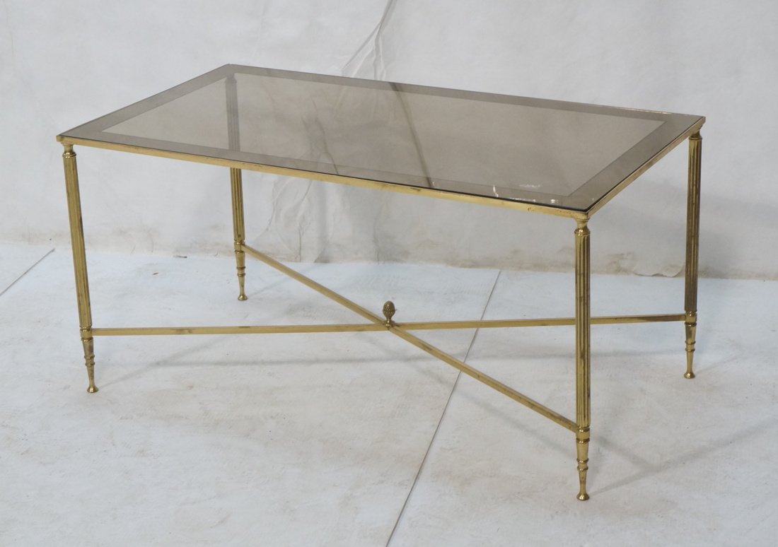 Regency style Column Leg Brass & Glass Coffee Tab (1 of 9)