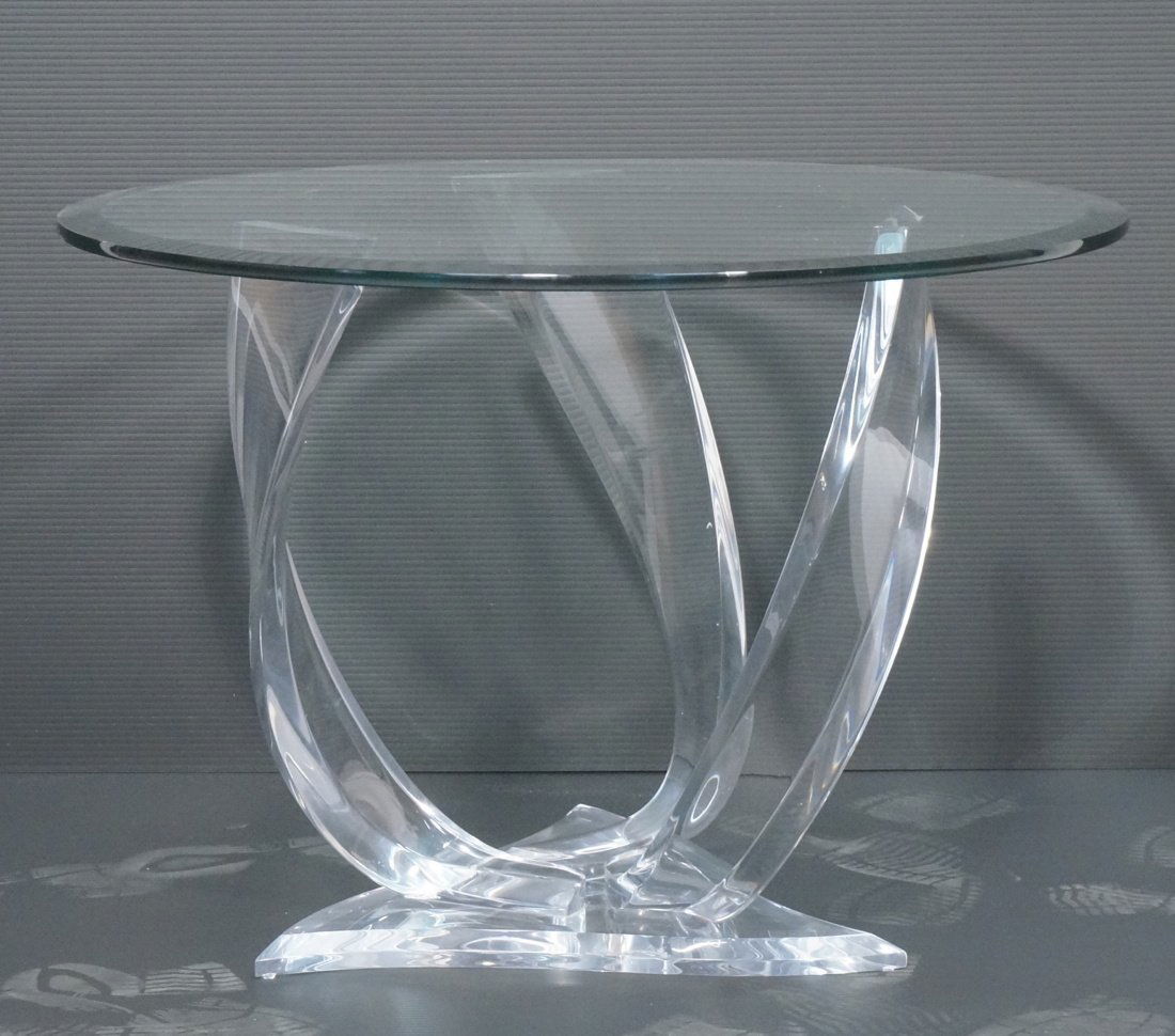 SHLOMO HAZIZA Lucite & Glass Side Table. Three tw (1 of 7)