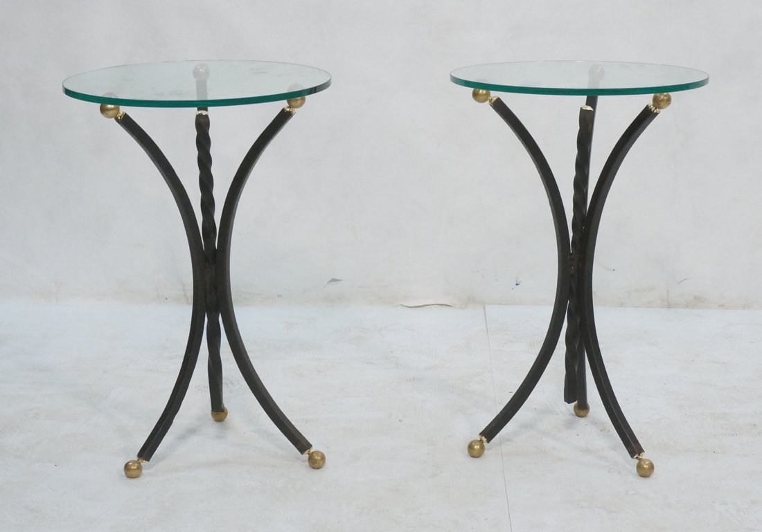 Pr Iron Glass Top Side Tables. Arturo Pani Style. (1 of 9)