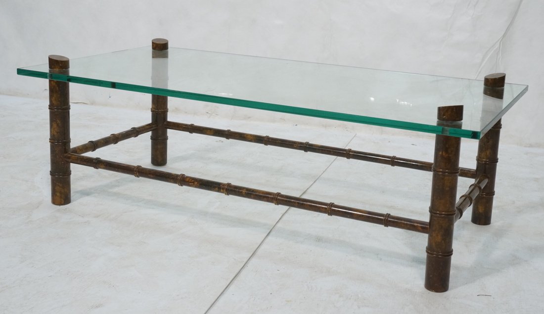 BAKER style Faux Bamboo Gilt Metal Cocktail Table (1 of 8)