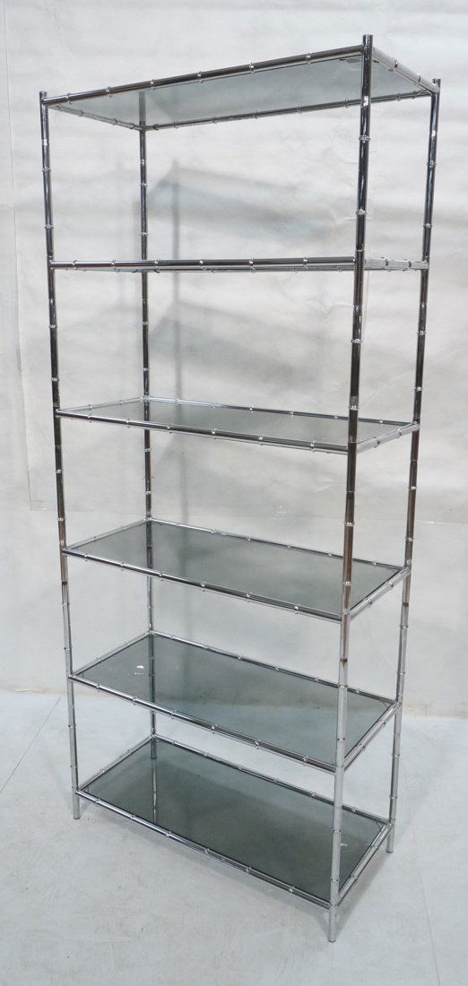 Chrome Bamboo Etagere Shelf Unit. Smoked Glass. R (1 of 10)