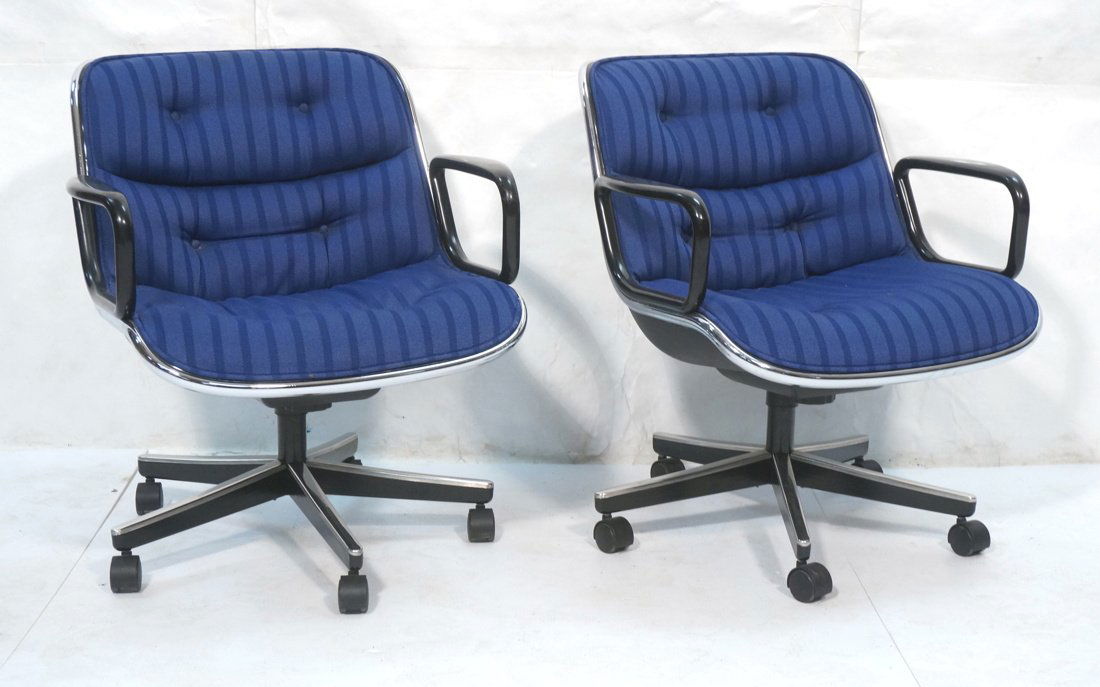 Pr KNOLL Office Chairs. Swivel & roll. Black & Ch (1 of 10)