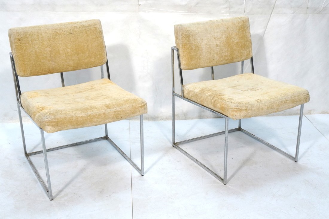 Pr MILO BAUGHMAN Thin Chrome Frame Dining Chairs. (1 of 10)