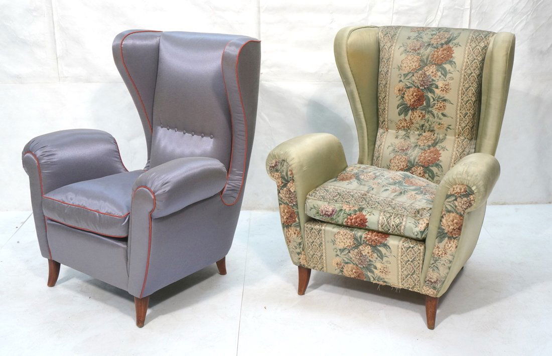 Set 2 High Back Italian Lounge Chairs. Matched pa (1 of 10)