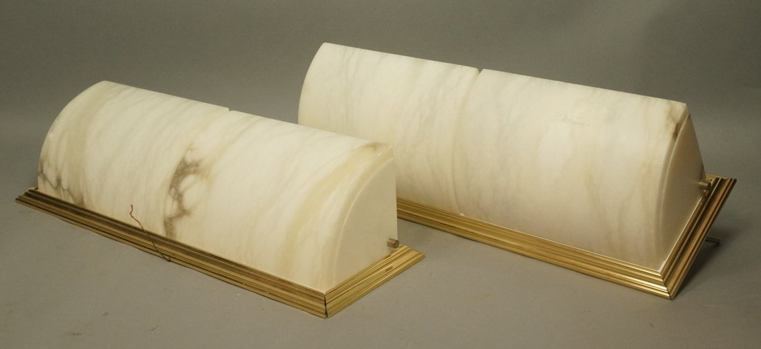 Pr LIGHTOLIER Alabaster Brass Horizontal Wall Sco (1 of 10)