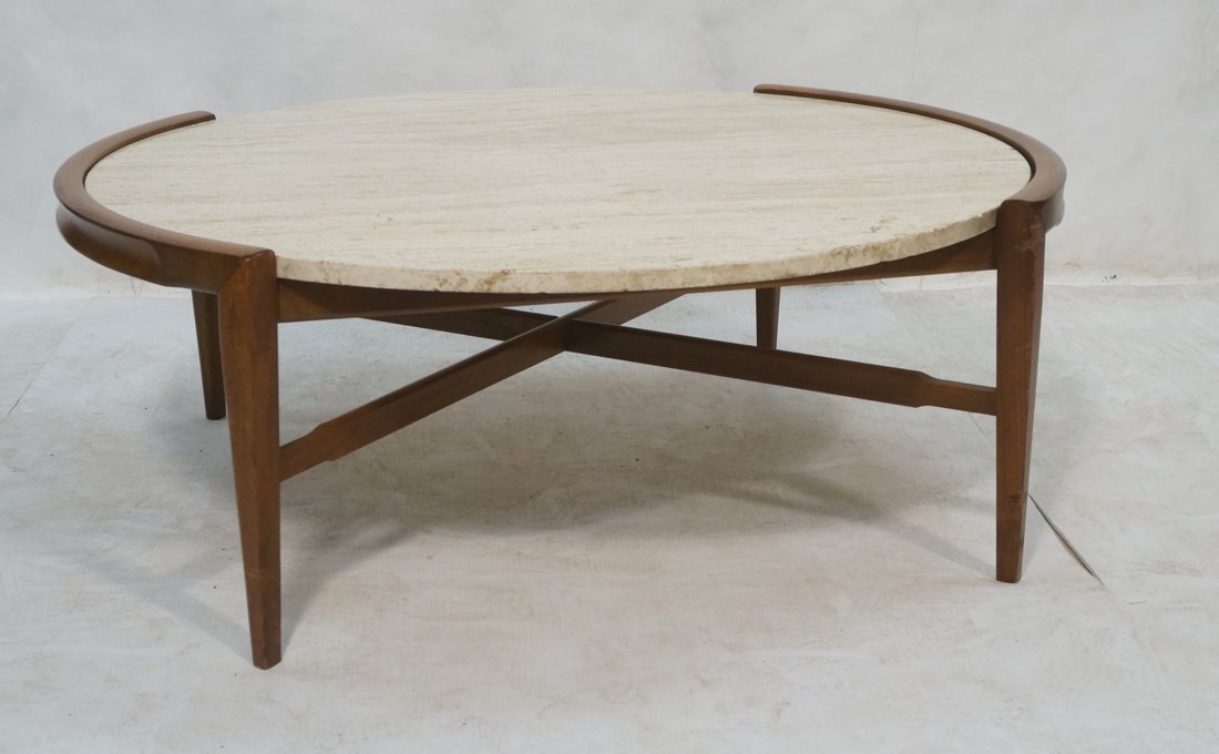 HARVEY PROBBER style Travertine Round Coffee Tabl (1 of 10)