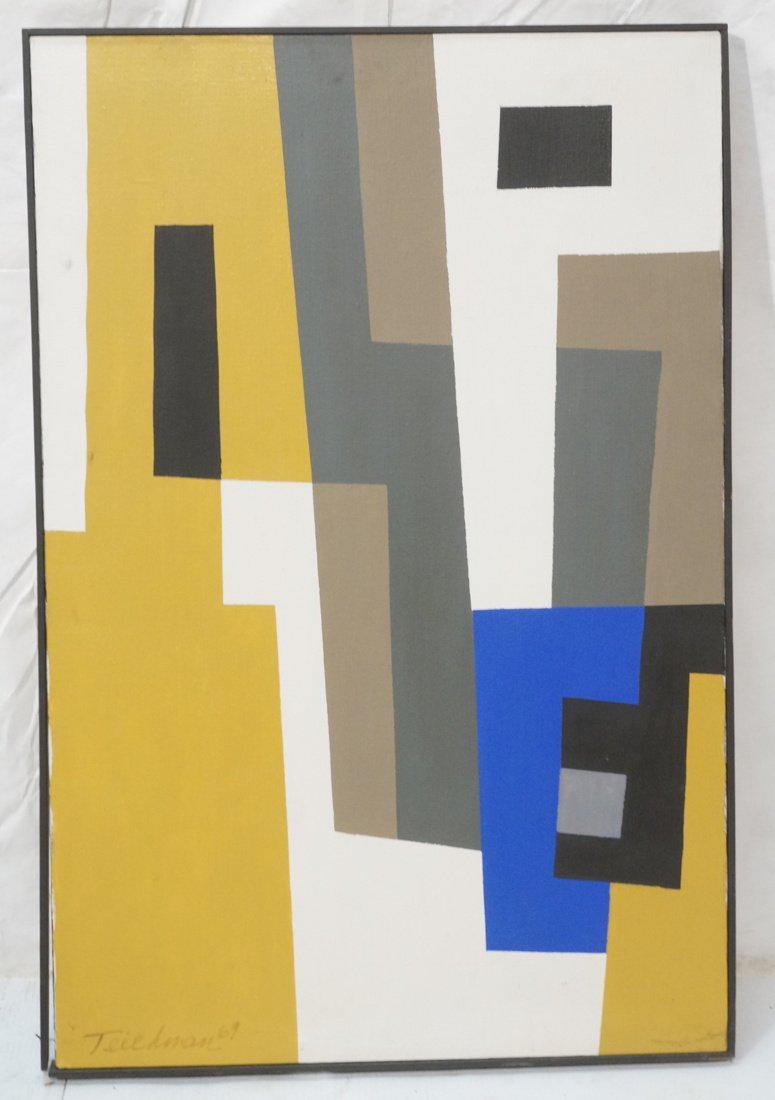 TEICHMAN de Stijl style Oil Painting. Gold, gray, (1 of 7)
