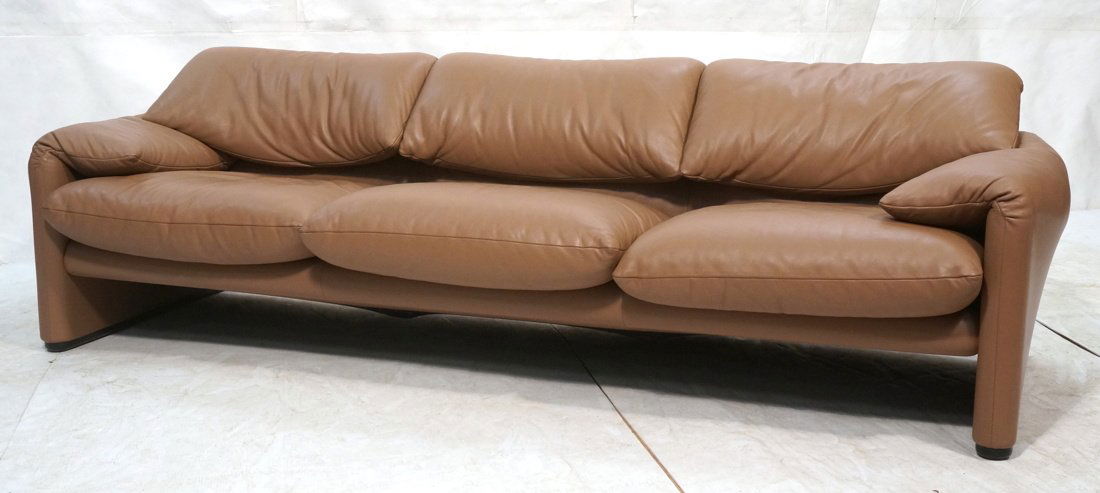 CASSINA Italy Leather Couch Sofa. Slouched leathe (1 of 8)
